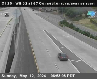 Timelapse image near (C120) SR-52 : SR-67 Northbound Connector, Santee 0 minutes ago