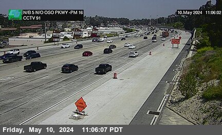 Timelapse image near I-5 : North of Oso Parkway, Mission Viejo 0 minutes ago