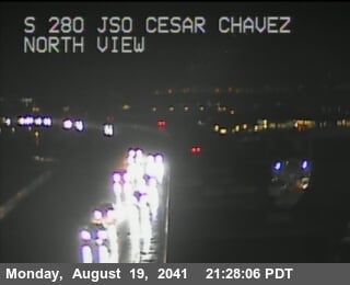 Timelapse image near TV326 -- I-280 : Just south of Cesar Chavez, San Francisco 0 minutes ago