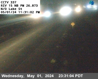 Timelapse image near I-15 : (337) North of Lake Street, Corona 0 minutes ago