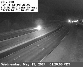 Timelapse image near I-15 : (338) 1.3 Miles North of Lake Street, Corona 0 minutes ago