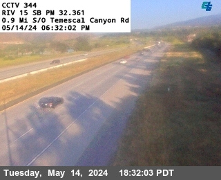 Timelapse image near I-15 : (344) 0.9 Miles South of Temescal Canyon Road, Corona 0 minutes ago