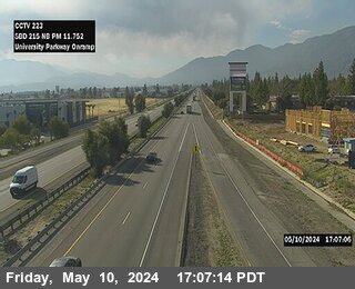 Timelapse image near I-215 : (223) Onramp University Parkway, San Bernardino 0 minutes ago