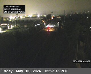 Timelapse image near I-215 : (224) 1 Mi N/O University Parkway , San Bernardino 0 minutes ago